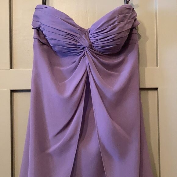 BILL Levkoff Chiffon Strapless Sweetheart Cocktail Length Bridesmaid Dress 8 - Picture 6 of 8